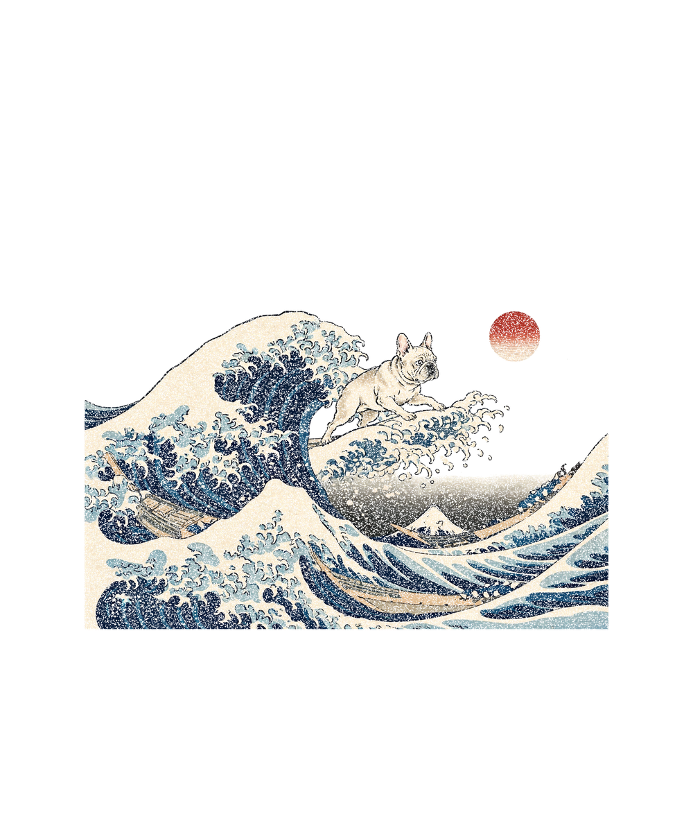Great Wave Frenchie Art Print