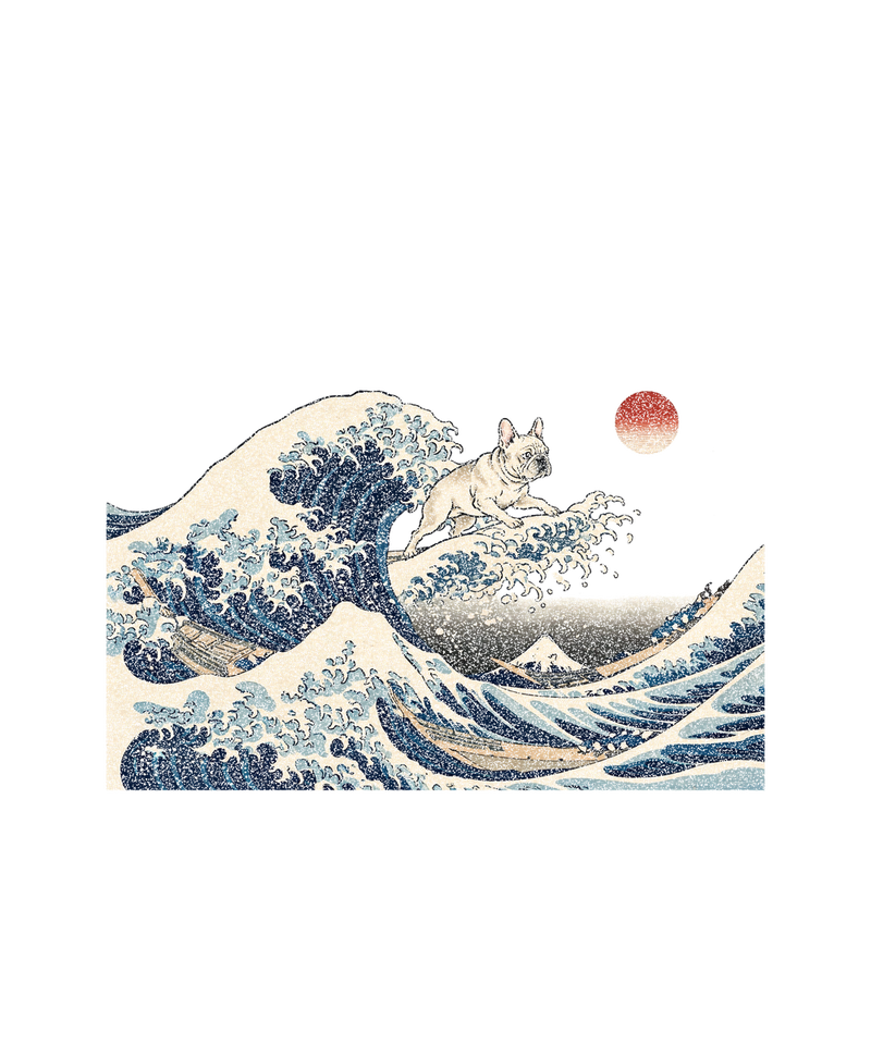 Great Wave Frenchie Art Print