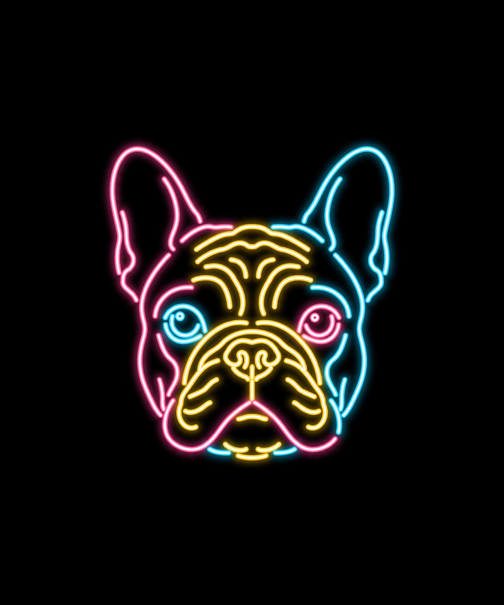 Neon Frenchie Art Print