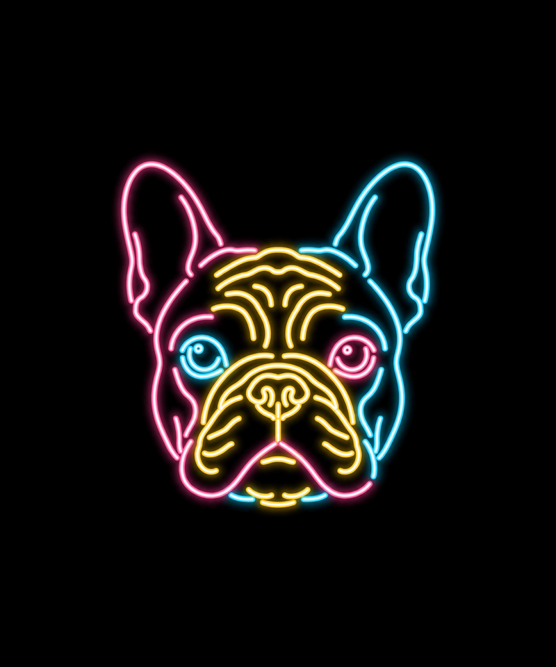 Neon Frenchie Art Print